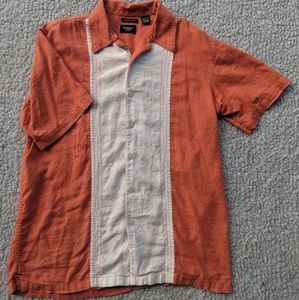 Haggar Linen Short Sleeve Button Down Shirt Bowl